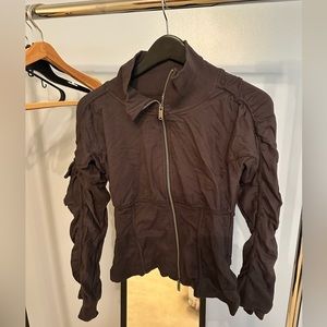 Free people cinched sleeve zip up